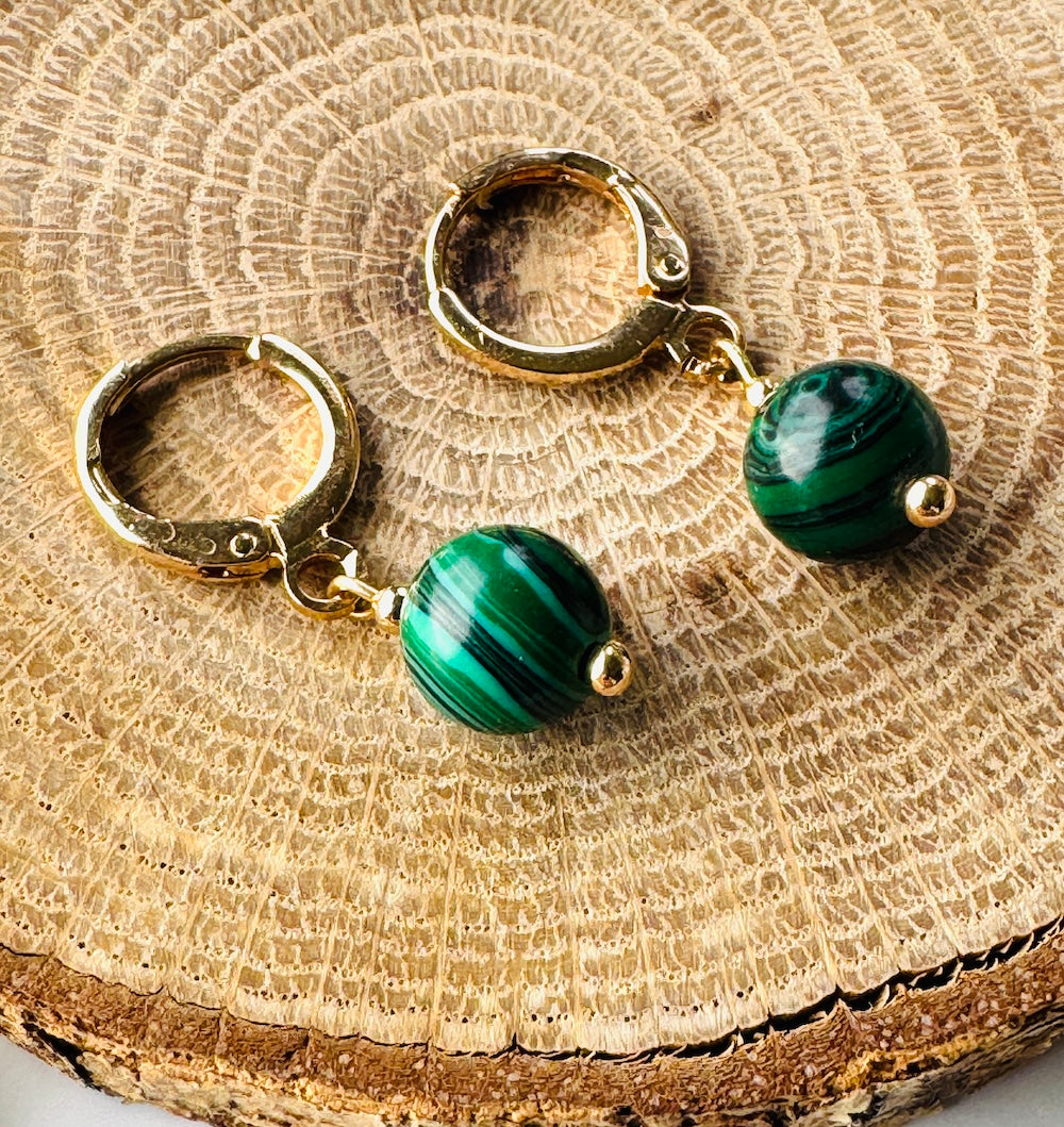 Malachite Hoop Earrings - Belo Jewelry