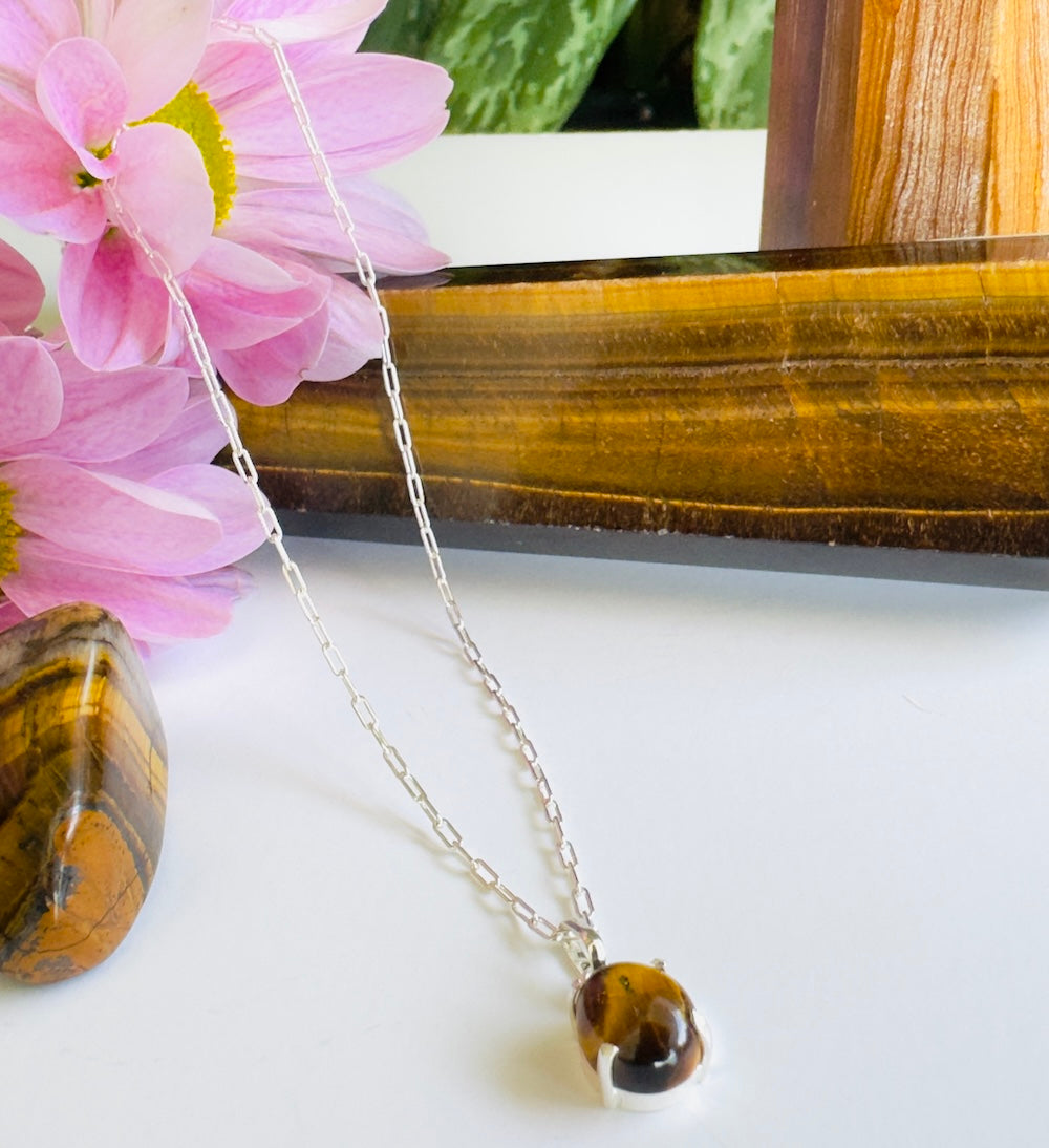Tiger's Eye Sterling Silver Necklace - Belo Jewelry