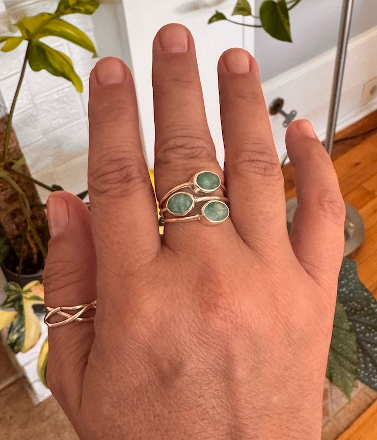 Amazonite 3 Stones Ring