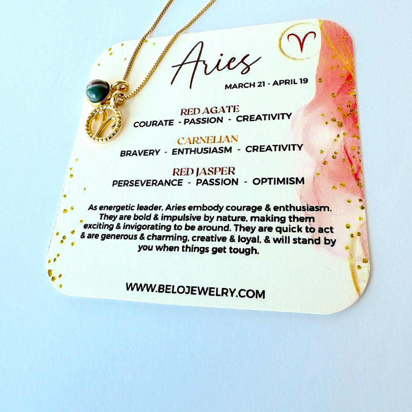 Aries Jasper Zodiac Necklace