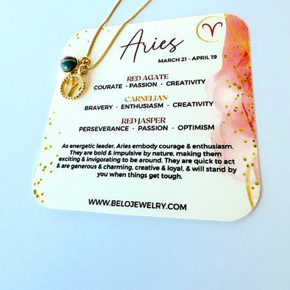 Aries Jasper Zodiac Necklace