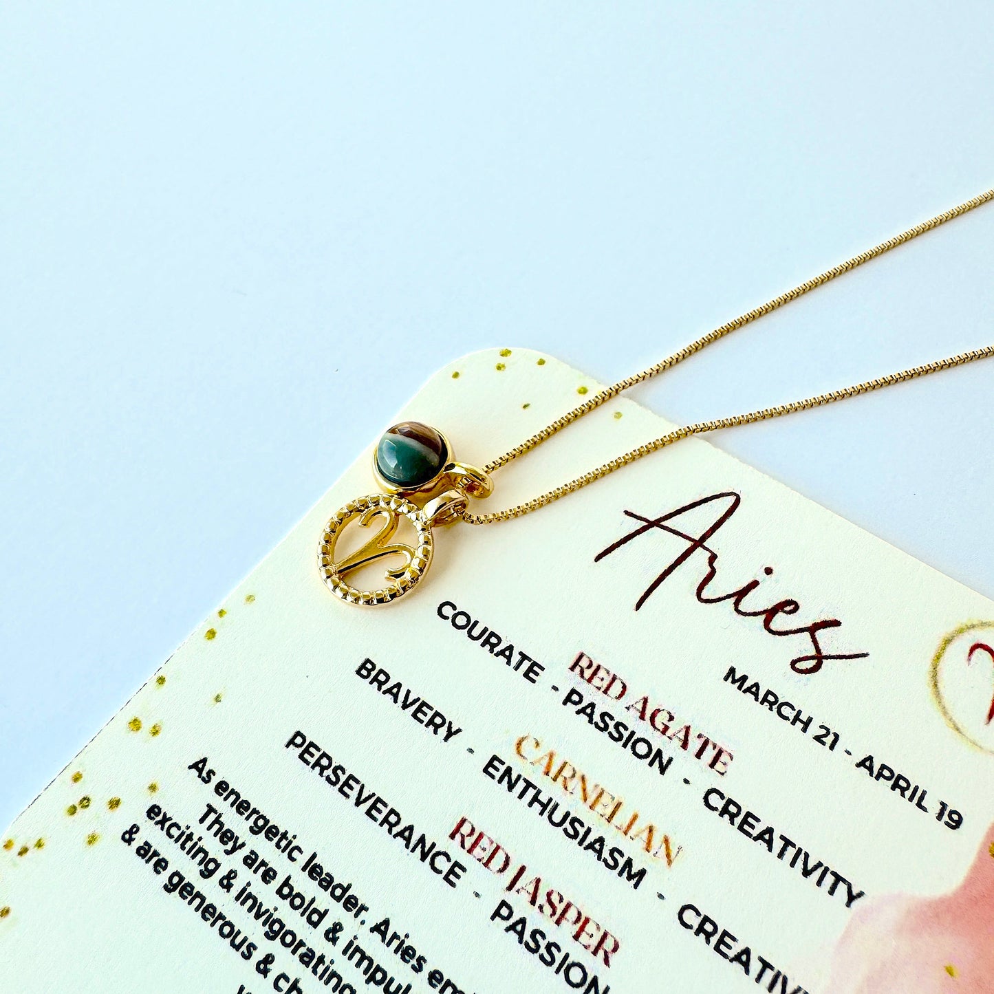 Aries Jasper Zodiac Necklace