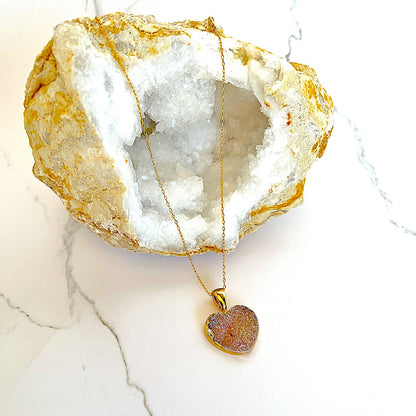 Amethyst Druse Heart Necklace