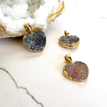 Amethyst Druse Heart Necklace