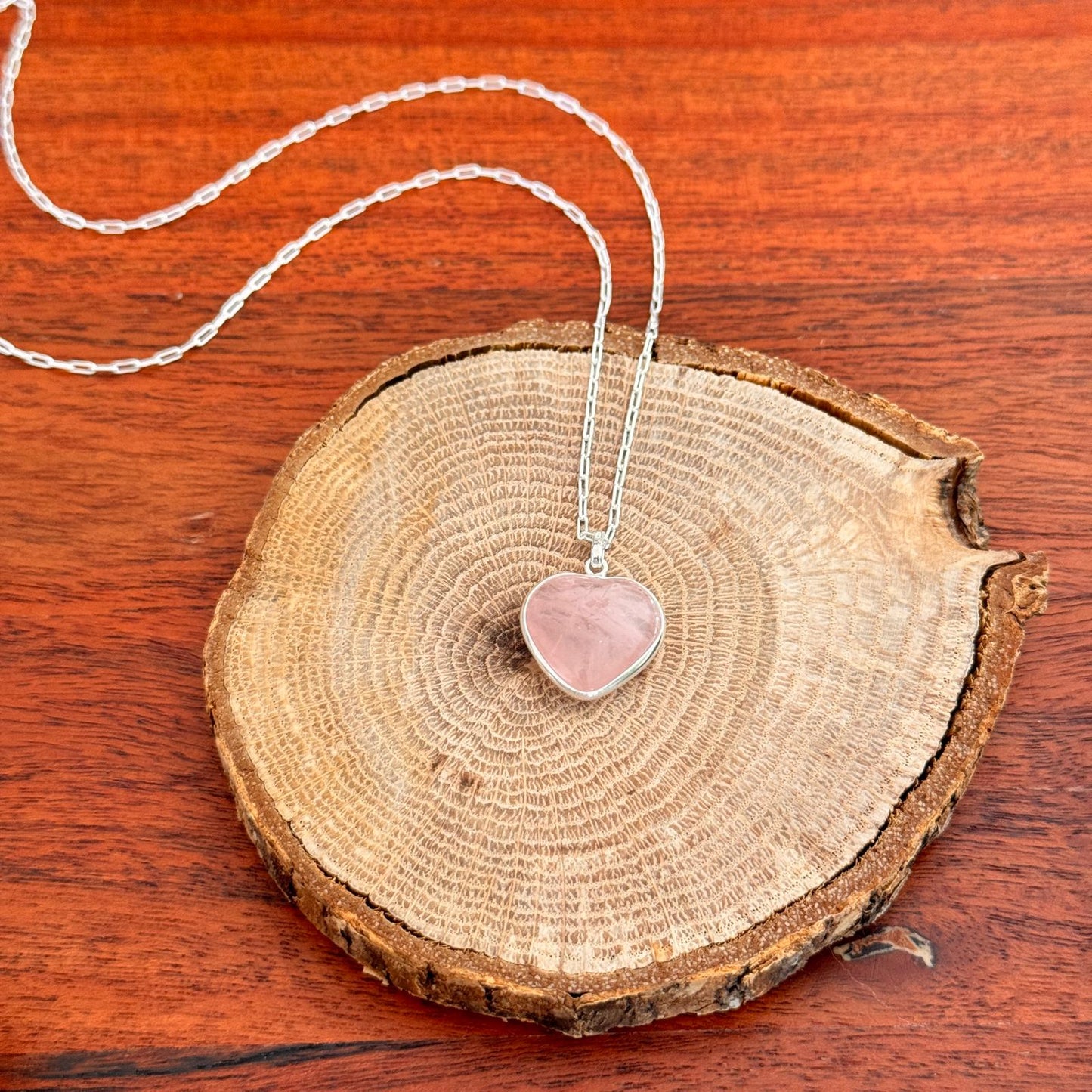 Mini Rose Quartz Heart Necklace