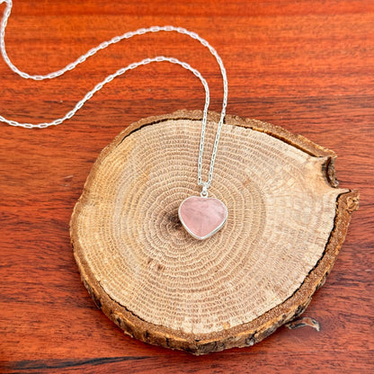 Mini Rose Quartz Heart Necklace