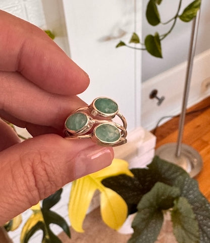 Amazonite 3 Stones Ring
