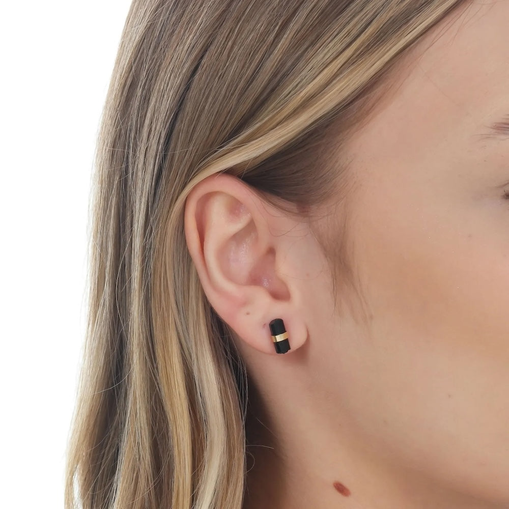 Baguette Studs Black Tourmaline - Belo Jewelry