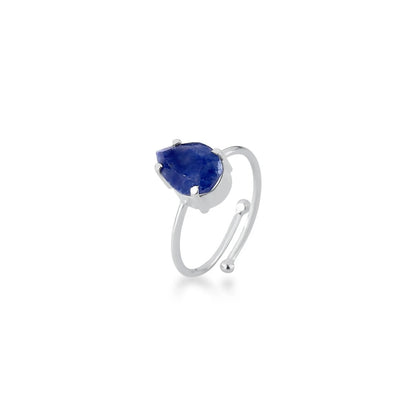Teardrop Blue Quartz Adjustable Ring