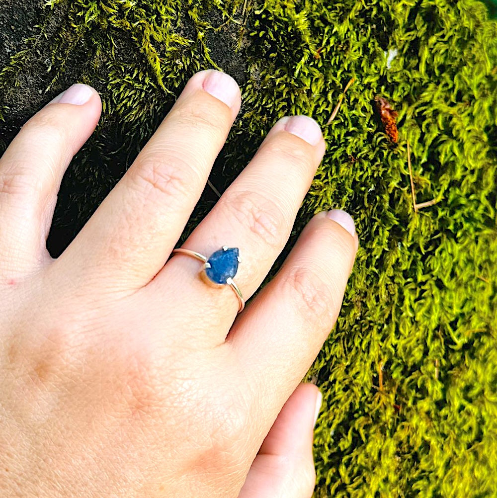 Teardrop Blue Quartz Adjustable Ring - Belo Jewelry