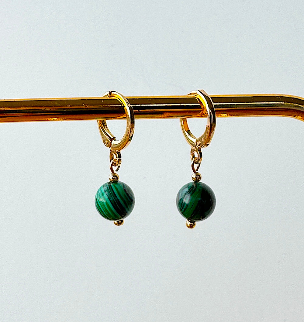 Malachite Hoop Earrings - Belo Jewelry