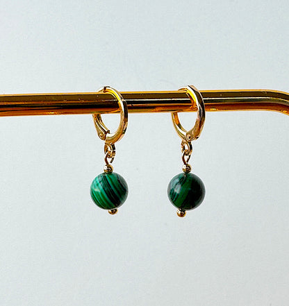 Malachite Hoop Earrings