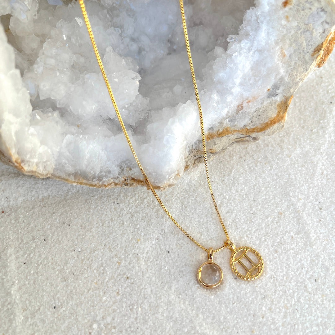 Gemini Crystal Zodiac Necklace - Belo Jewelry
