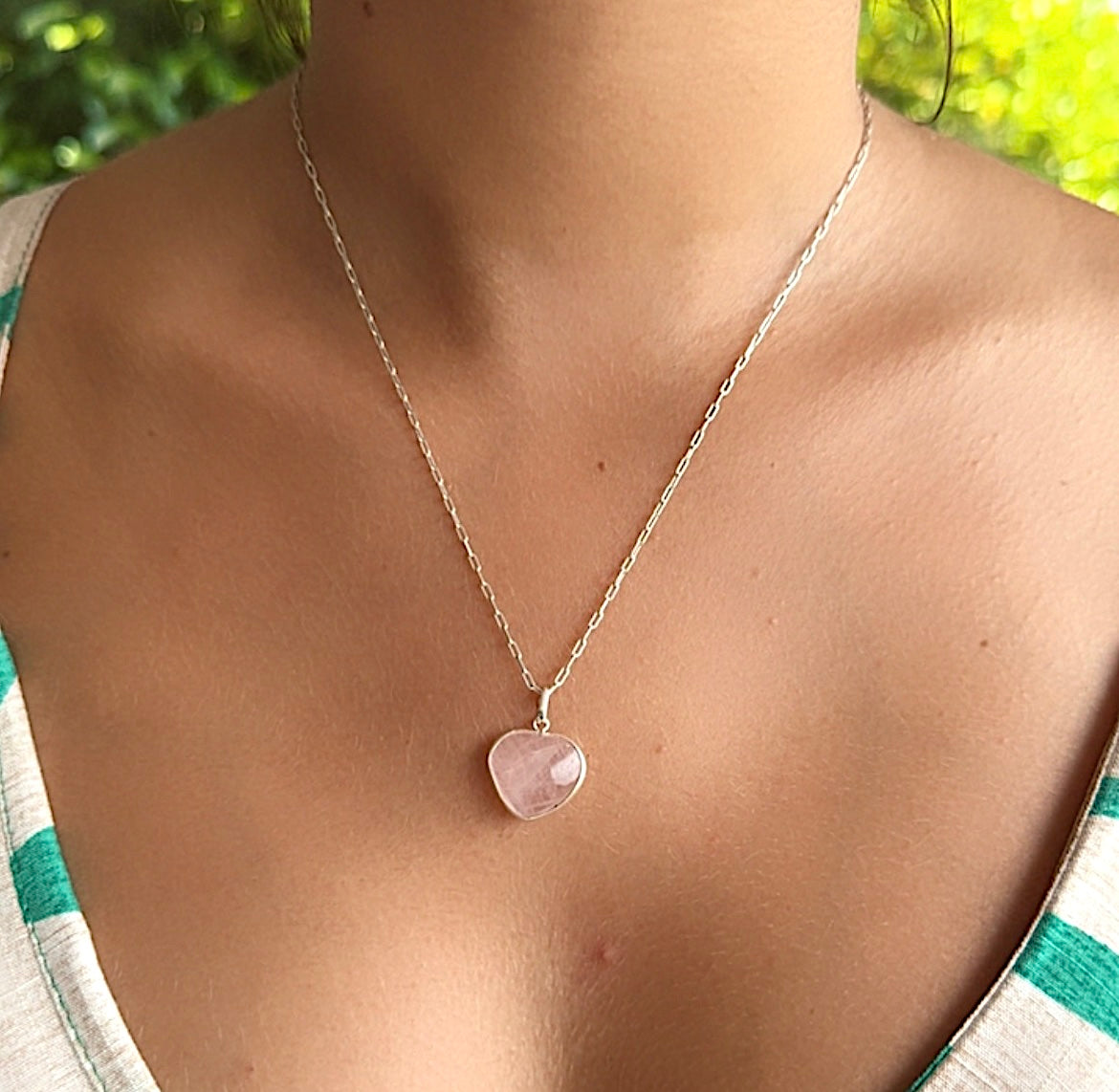 Mini Rose Quartz Heart Necklace