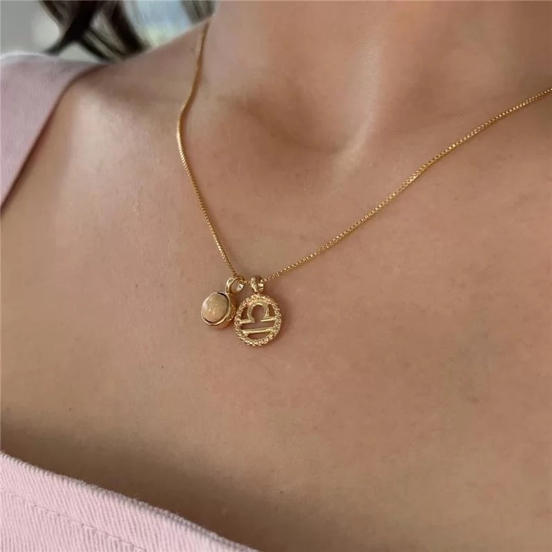 Libra Amazonite Zodiac Necklace - Belo Jewelry