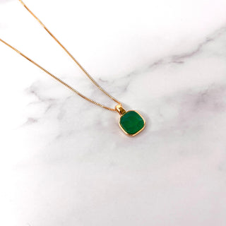 green agate gemstone necklace, gold plated green agate necklace
