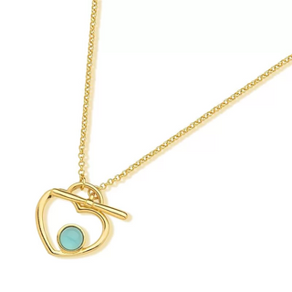 blue agate heart necklace gold plated