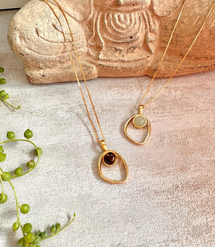 Tiger Eyes Oval Shape Necklace