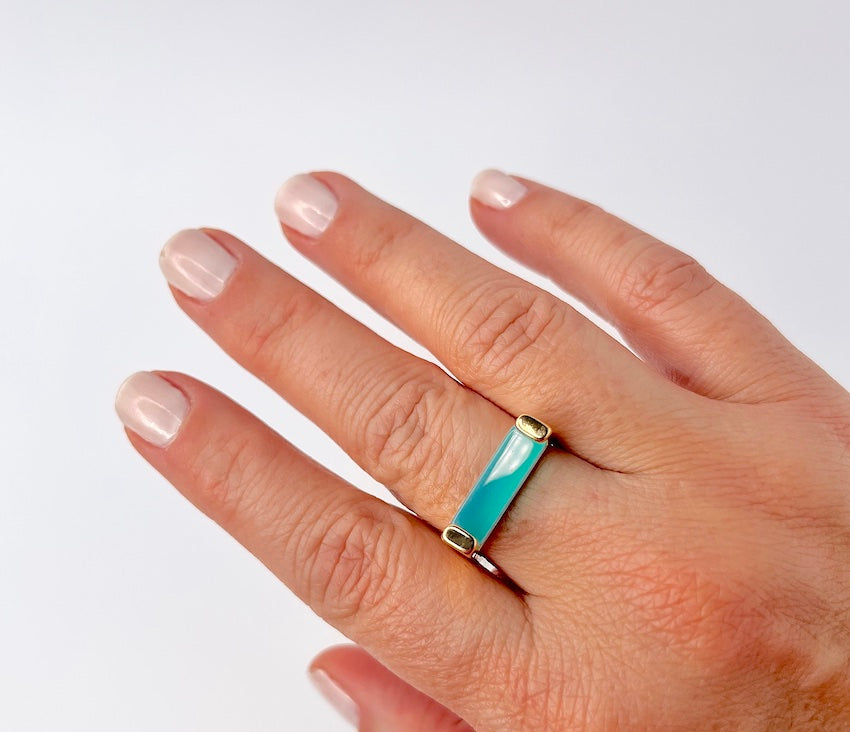 baguette ring blue agate