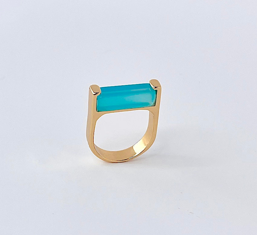 baguette ring blue agate - Belo Jewelry