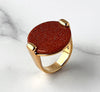 goldstone gemstone ring gold plated