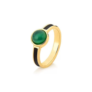 ring gold plated natural gemstone gem green quartz