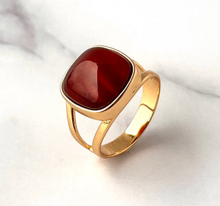 Red Agate gold-plated everyday rings
