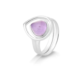 amethyst sterling silver stacked ring
