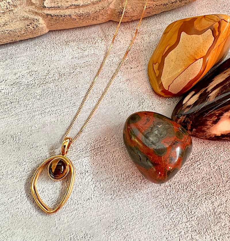 Tiger Eyes Oval Shape Necklace - Belo Jewelry