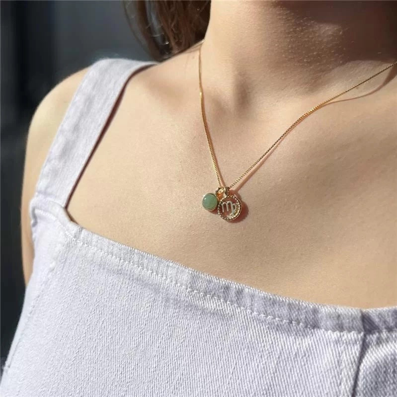 Virgo Green Quartz Zodiac Necklace - Belo Jewelry